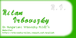 milan vrbovszky business card